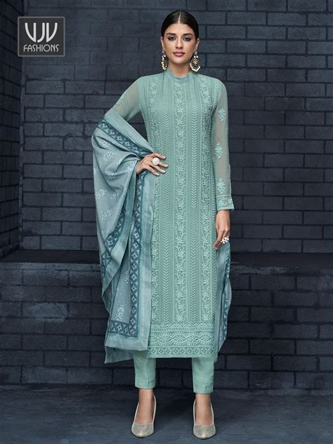 Awesome Sea Green Color Georgette Designer Pant Style Suit Salwar Designs Kurti Designs Party