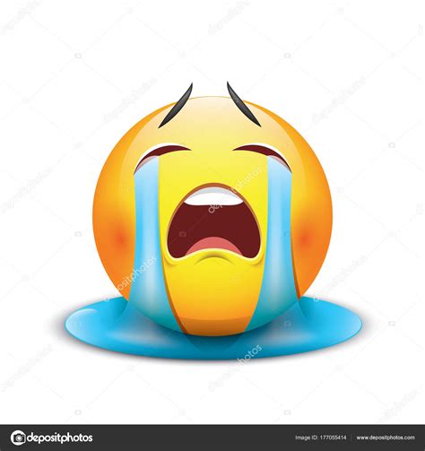 Crying Sad Emoticon Emoji Smiley Vector Illustration ⬇ Vector Image By