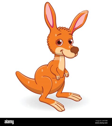 Cute Kangaroo Joey Cartoon Character Vector Illustration Isolated On