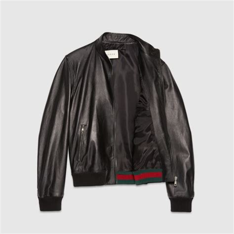 Leather Bomber Jacket Gucci Mens Leather Jackets 408379xg1371060