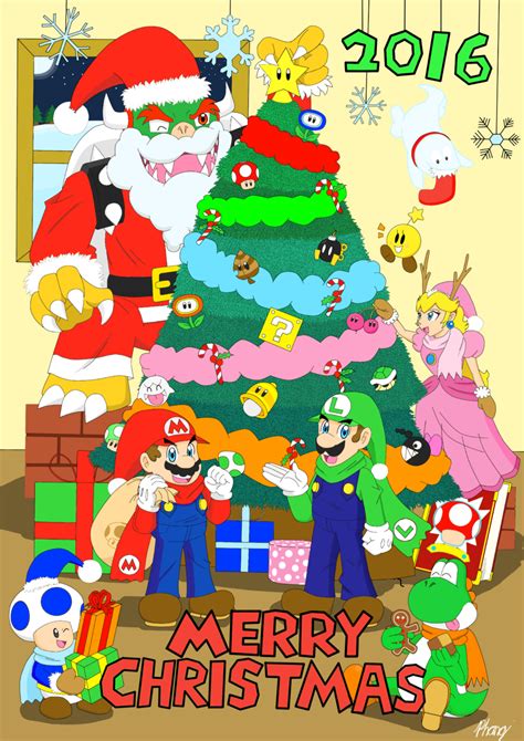 Merry Christmas To Mario Casts Rocksterppy Illustrations Art Street