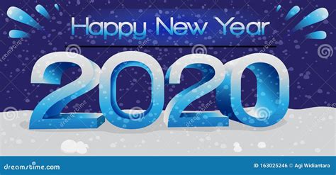 Happy New Years 2020 Neon 3d Premium Vector Design Stock Illustration