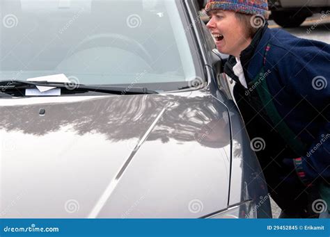angry woman gets a parking ticket stock image image of parked angry 29452845