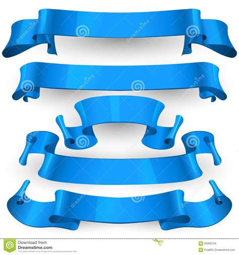 Blue Glossy Vector Ribbons Set Stock Vector Illustration Of History