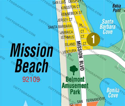 Mission Beach Map San Diego County Ca Otto Maps