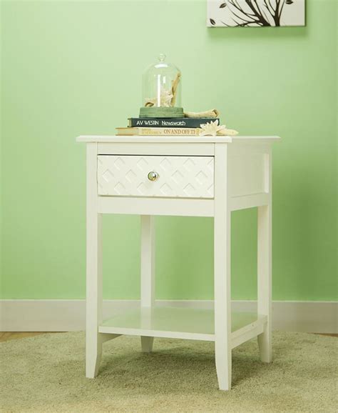 Glitzhome White Wooden End Table With 1 Drawer Macys