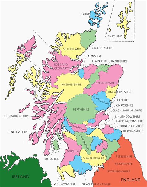 A Map Of Historical Scottish Counties Scotland Map Scottish County Map