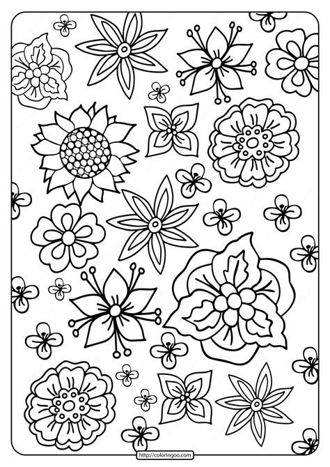 Printable Basic Flower Drawings Coloring Page - Free Printable Coloring