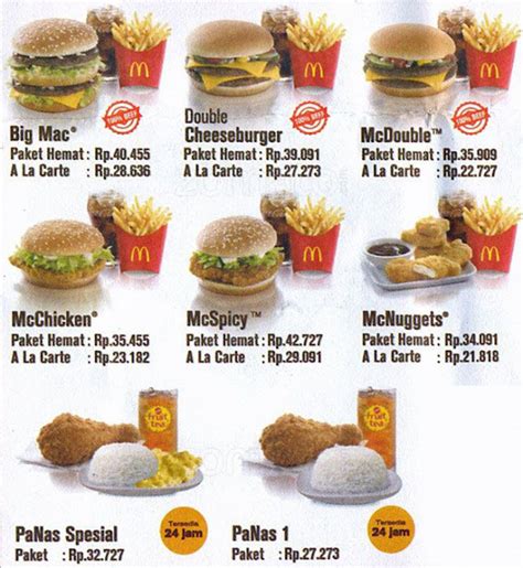Harga Menu McDonald's Kelapa Gading gambar png