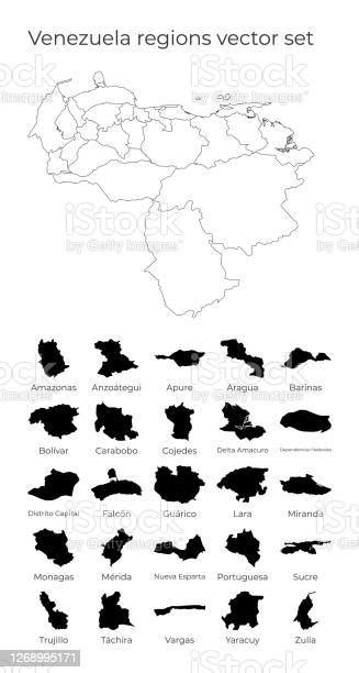Venezuela Map With Shapes Of Regions Stock Illustration Download