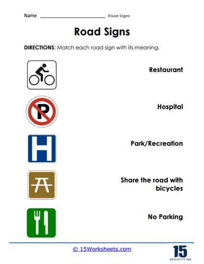 Road Signs Worksheets 15