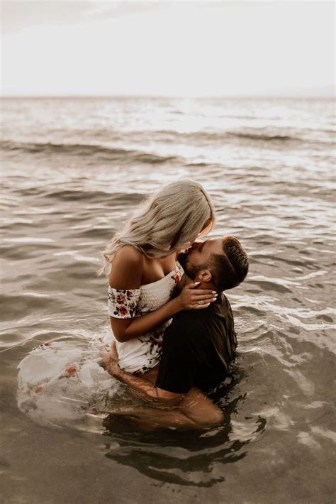 A Steamy Water Engagement Session At Golden Hour Lake Photoshoot Beach Photo Session Couple