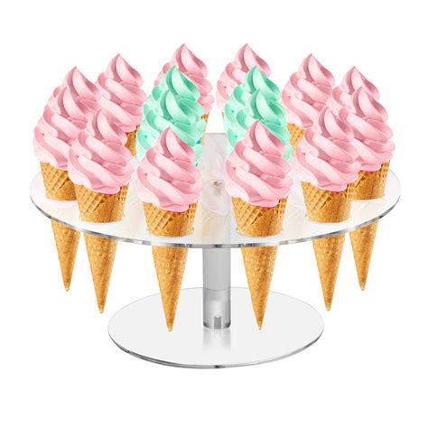 Hiimiei Clear Acrylic Ice Cream Cone Holder Round Plastic Small Sushi Hand Roll Stand Holder