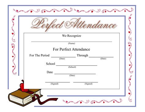 Stupendous Perfect Attendance Certificate Printable Doras Throughout