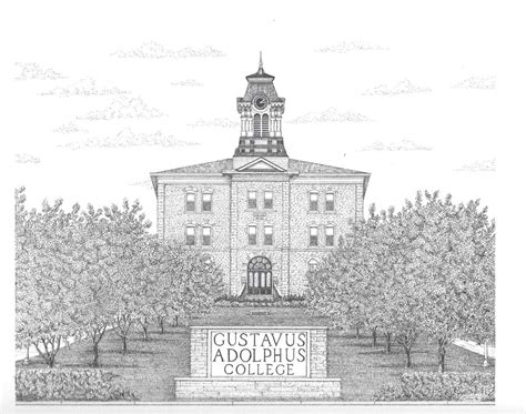 Gustavus Adolphus College Mounted And Matted Print By Inc2inkart On