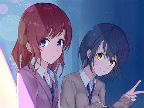Download Wallpaper 1600x1200 Girls Schoolgirls Friends Anime Art