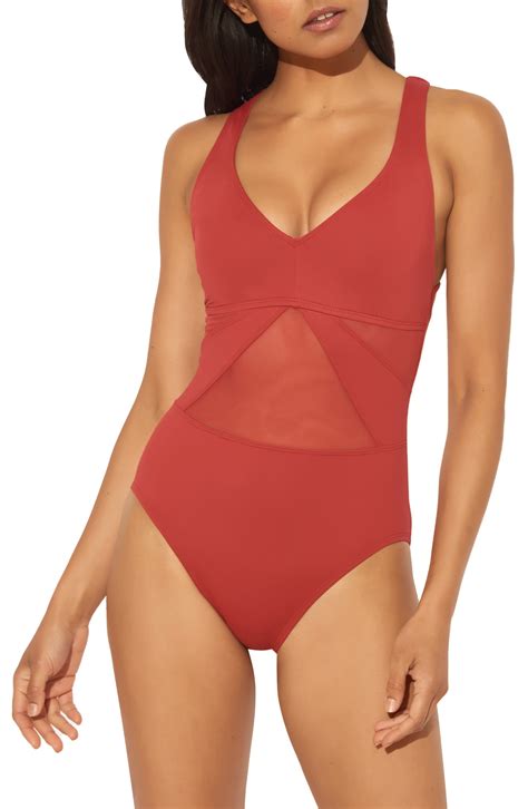 Bleu By Rod Beattie Mio Mesh Inset One Piece Swimsuit Nordstrom One Piece Swimsuits One