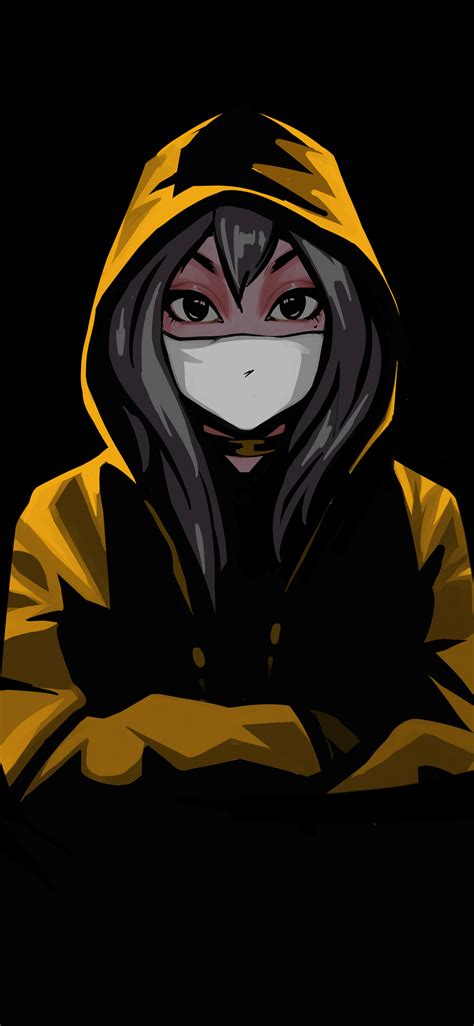 Hoodie Anime Girl Mask Anime Wallpaper Hd