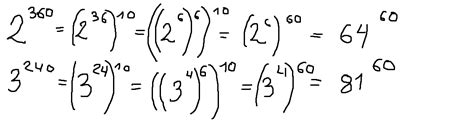 Która z liczb jest większa 2^{360} czy 3^{240} Jak to obliczyć