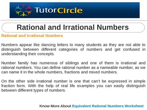 Rational And Irrational Numbers By Tutorcircle Team Issuu