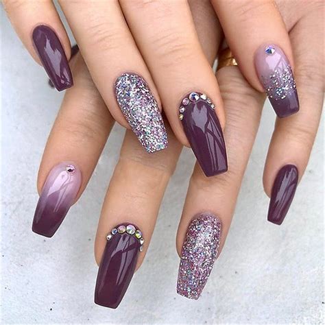 Elegant Purple Glitter Coffin Nails Inspirations Tips Fashionre