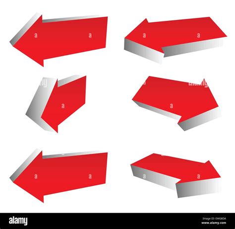 Set Of 3d Red Arrows In Different Directions Left And Right Arrows