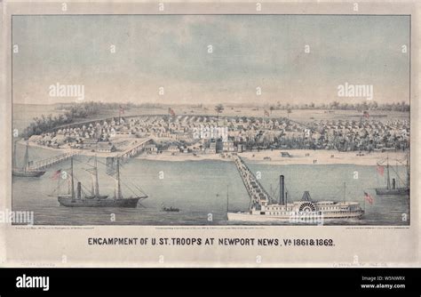 Civil War Maps 0357 Encampment Of Ust Troops At Newport News Va 1861