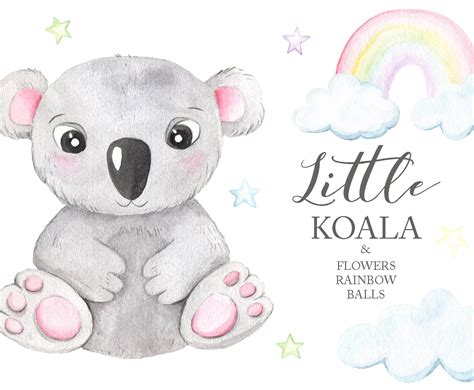 Watercolor Koala Animal Clipart Baby Bear And Gender Neutral Etsy