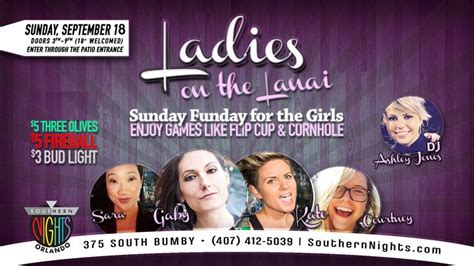 Southern nights 375 s bumby avenue orlando, fl 32803 southern nights orlando facebook 9.18.16 Ladies on the Lanai Sunday Funday at Southern ...