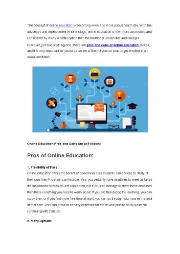 Ppt The Pros And Cons Of Online Education Powerpoint Presentation