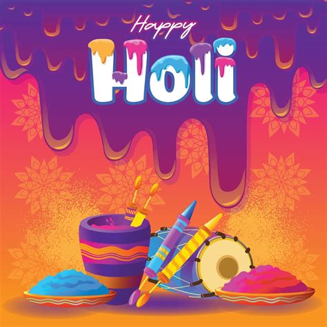Holi Greetings With Colorful Elements 2121449 Vector Art At Vecteezy