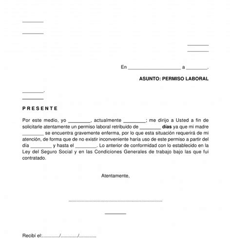 Solicitud De Permiso Laboral Por Enfermedad De Un Familiar