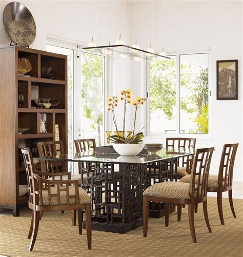 The kind of dining room set you need depends on your circumstances, present and future. Ocean Club South Seas Rectangular Glass Dining Room Set ...