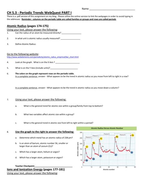 Periodic trends webquest for the past few days we 've been studying trends on the periodic table. 7 Pics Periodic Table Trends Webquest Answers And View - Alqu Blog