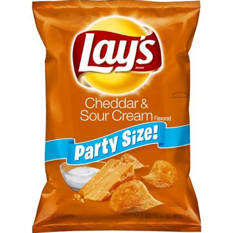 Lays Party Size Cheddar And Sour Cream Flavored Potato Chips