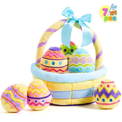 Joyin 7 Pcs Basket For Easter Baby Plushies Playset Stuffers Toys For