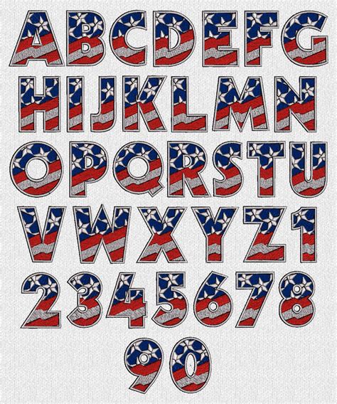 16 Patriotic Font Numbers Images Patriotic Alphabet Letters American