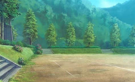 Anime Landscape School Sports Yard Anime Background