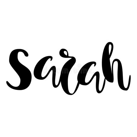 Female Name Sarah Lettering Design Handwritten Typography V Stock