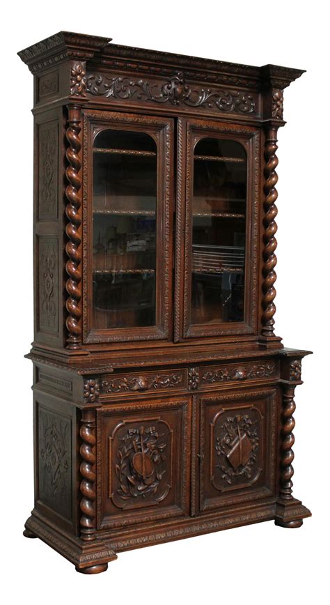 Antique French Louis XIII Hutch Barley Twist Hunters China Cabinet ...