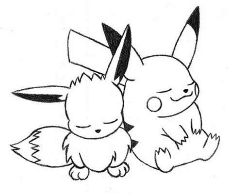 Eevee And Pikachu Coloring Pages At Free Printable