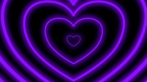 Led Light Screenpurple Heart Background Neon Lights Love Heart