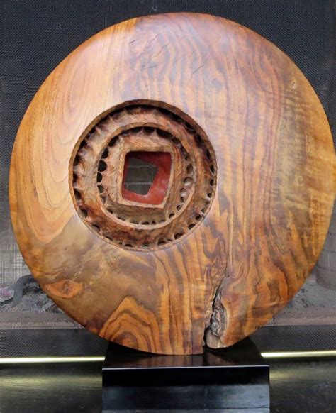 Doug Ayers Sculpture 22 Walnut With Red Stained Center Red Stain