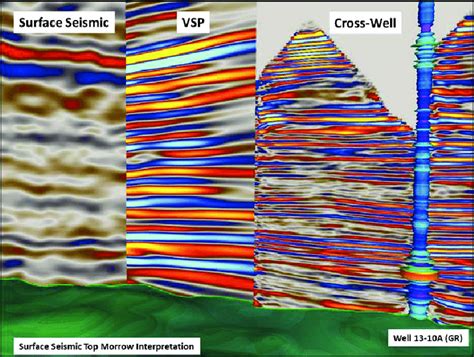 Combined Surface Seismic Cross Section Left Vsp Cross Section