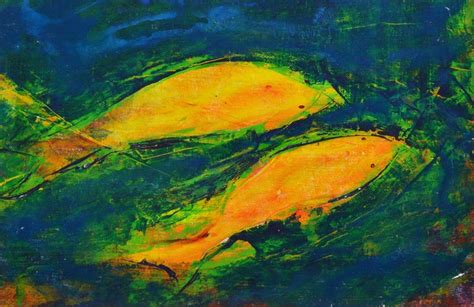Alexandra Merker Vintage Modernist Pop Art Abstract Fish Still Life