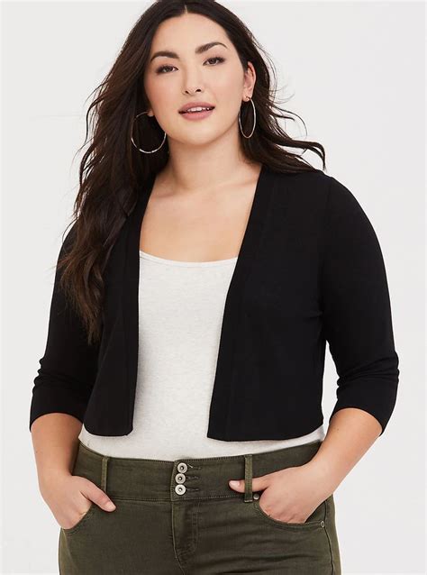 Black Open Front Shrug Fashion Shrug Sweater Plus Size Cardigans