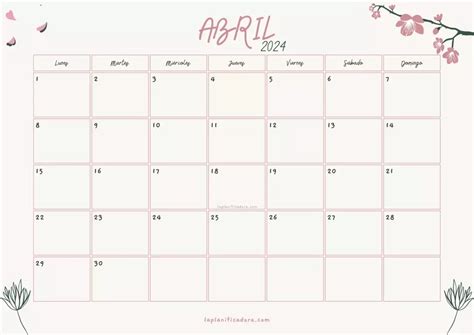Calendarios Abril 2024 💜 Para Imprimir Calendario Calendario Para