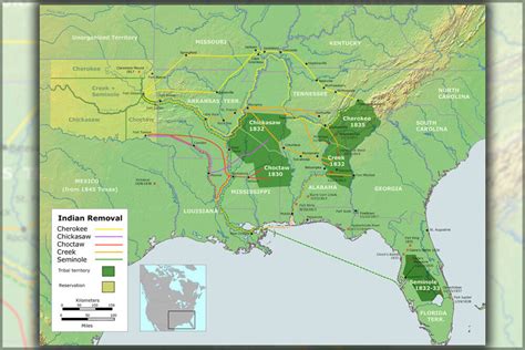 24x36 Poster Trail Of Tears Map Choctaw Cherokee Chickasaw Creek