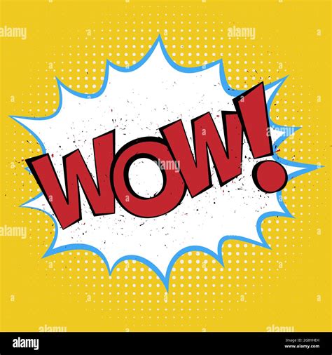 Word Wow In Comic Splash Bubble On Yellow Halftone Background Vector