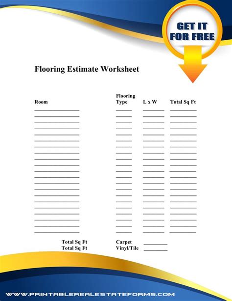 Sample Prop Insp Flooring Estimate Worksheet Template Form